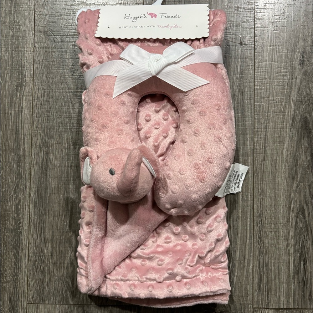 Pink Baby Blanket with Elephant Plush
(0159)